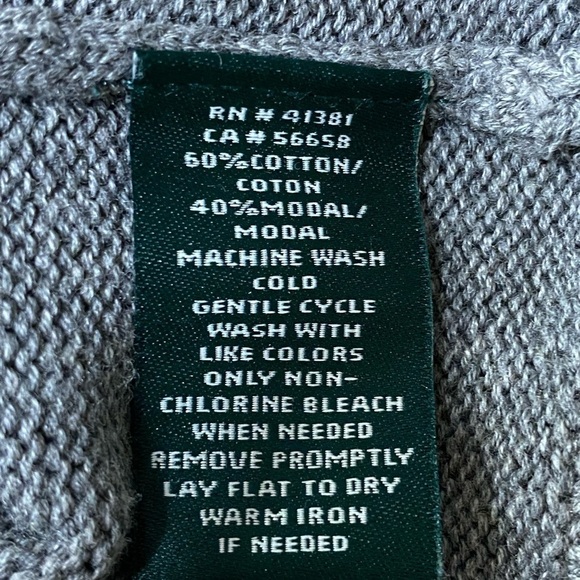 Lauren Ralph Lauren Sweater Pullover Gray Embroidered Crest Bling Details Size L - Picture 6 of 6